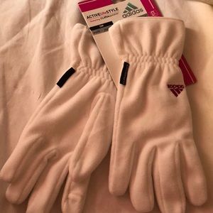 adidas Women's Comfort Fleece Gloves, White/ Pink,